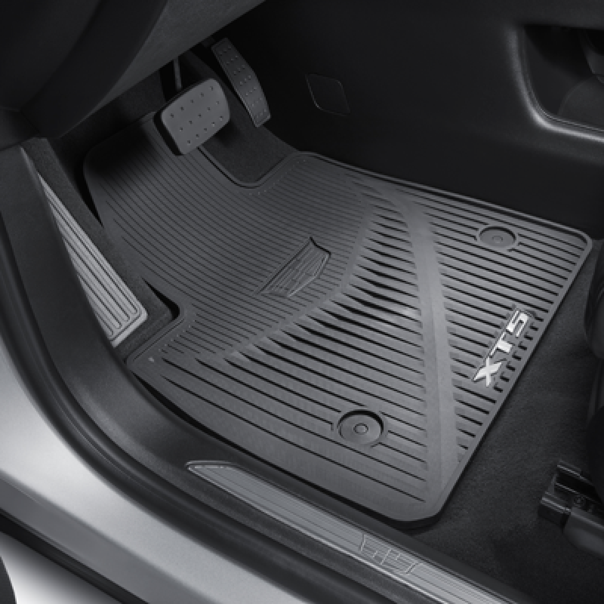 Cadillac Floor Mats - Front & Rear Premium All Weather, Cadillac Logo & XT5 Script, Jet Black for 2021-2024 Cadillac XT5 85131486
