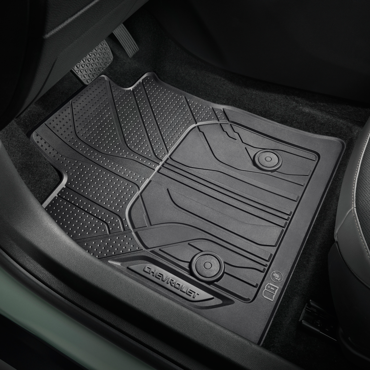 Chevrolet Floor Mats - Front & Rear Premium All Weather, Chevrolet Script, Black 42790737