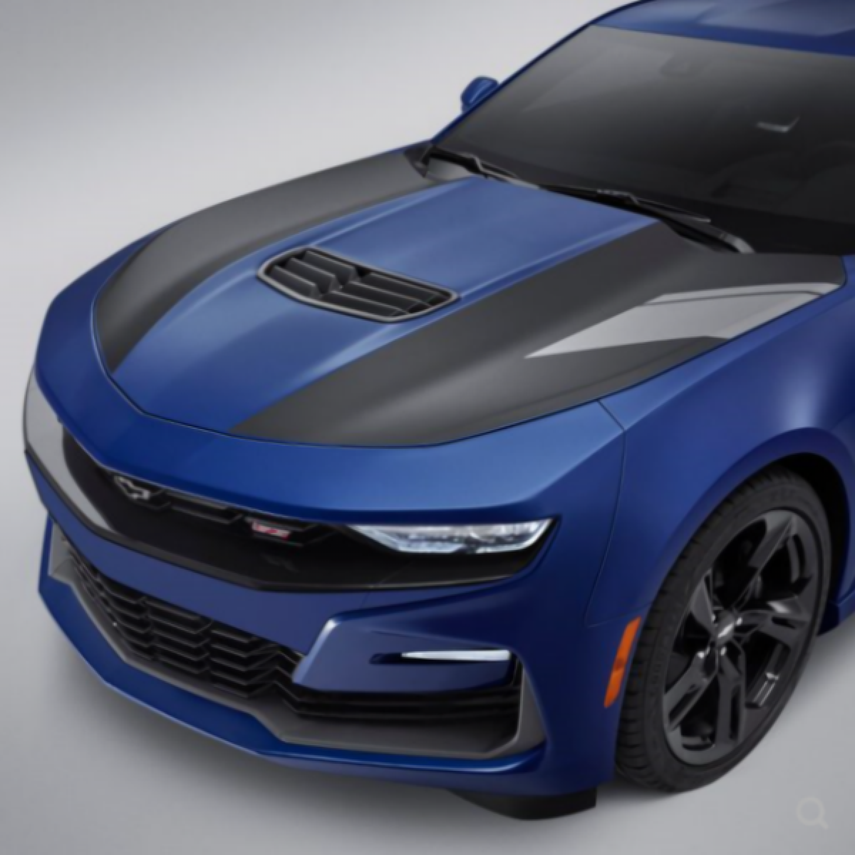 Chevrolet Decals - Hood Stripe, Satin Black with Silver Ice Metallic Hash Mark for 2016-2024 Camaro 84684579
