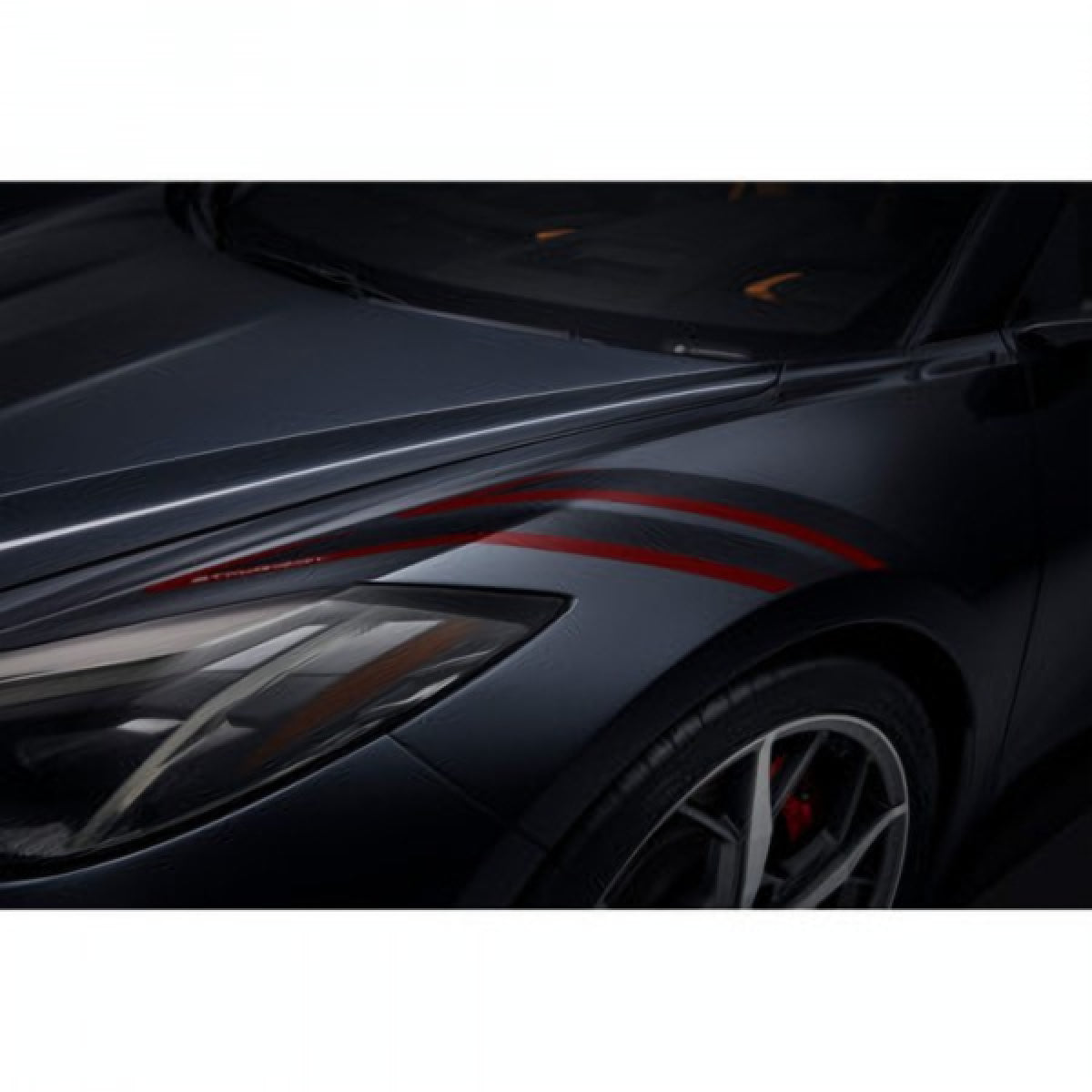 Chevrolet 2021-2024 Corvette Decals - Fender Hash Marks, Carbon Flash Metallic with Edge Red Accents 84290343