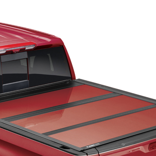 GMC Tonneau Cover - Associated Accessories, Hard Folding, Tri-Fold, With Battery Operated LED Light, Red 19431681