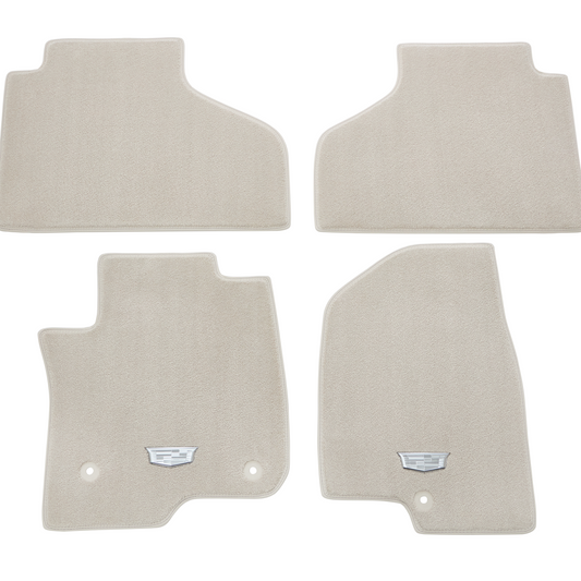 Cadillac 2023-2024 Floor Mats - Front & Rear Premium Carpet, Cadillac Logo, Whisper Beige 85517636