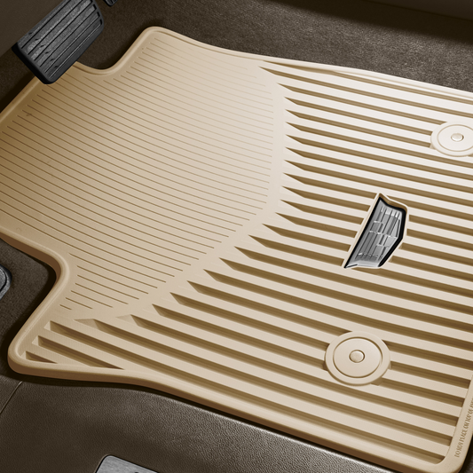 Cadillac Floor Mats - Front Premium All Weather, Cadillac Logo, Parchment 84997568