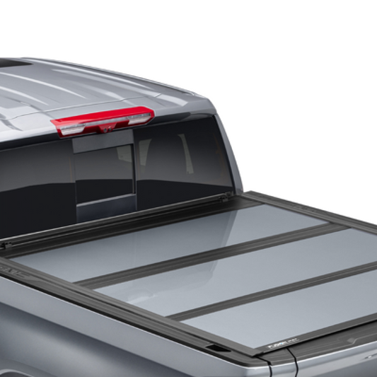 Chevrolet Tonneau Cover - Associated Accessories, Hard Folding, Tri-Fold, With Battery Operated LED Light, Silver 19431675