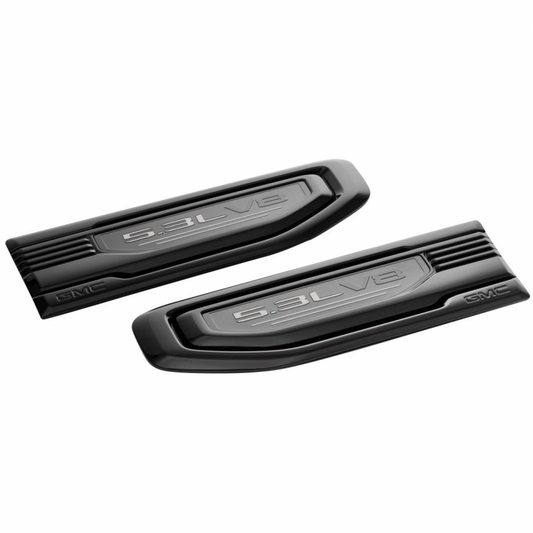 GMC Exterior Emblems - Sierra 5.3L V8 Fender Vent Emblems, Black 85160715