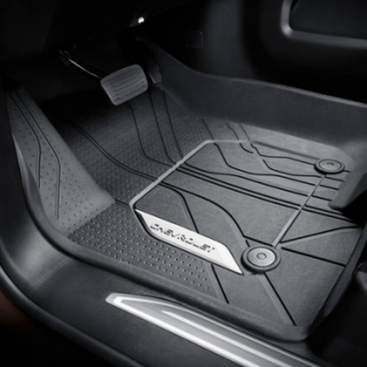 Chevrolet Floor Liners - Front Premium All Weather, W\/O Console, Chevrolet Script, Very Dark Atmosphere for 2020-2024 Silverado 1500 84418534