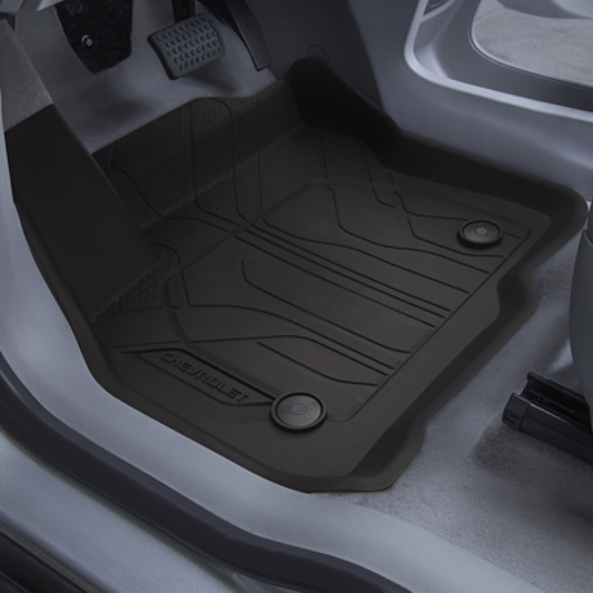 Chevrolet 2022-2023 Bolt EV Floor Liners - Front & Rear Premium All Weather, Chevrolet Script, Jet Black 42793996