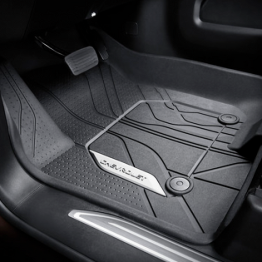 Chevrolet Floor Liners - Front Premium All Weather, With Console, Chevrolet Script, Jet Black for 2019-2024 Silverado 1500 84333602