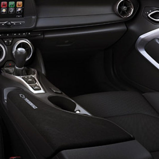 Chevrolet Arm Rest - Embroidered Performance Script, Jet Black with Grey Stitching 84092727