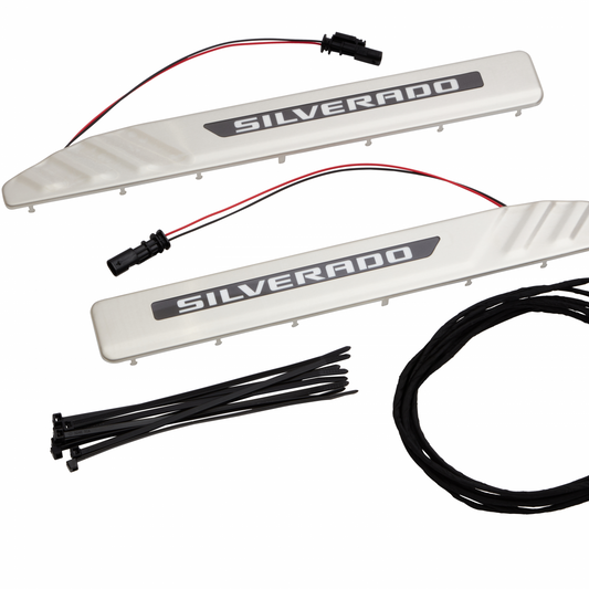 Chevrolet Door Sill Plates - Illuminated, Silverado Script, Stainless Steel 85527845