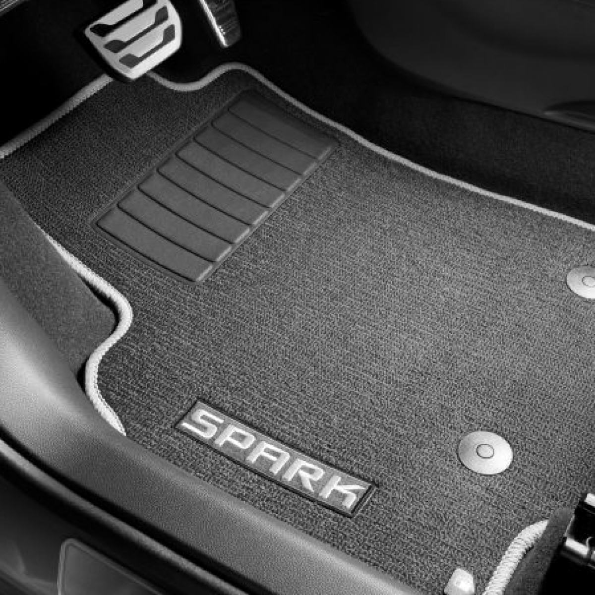 Chevrolet Floor Mats - Front & Rear Premium Carpet, Spark Script, Jet Black with Titanium Stitching for 2016-2022 Spark 42392361