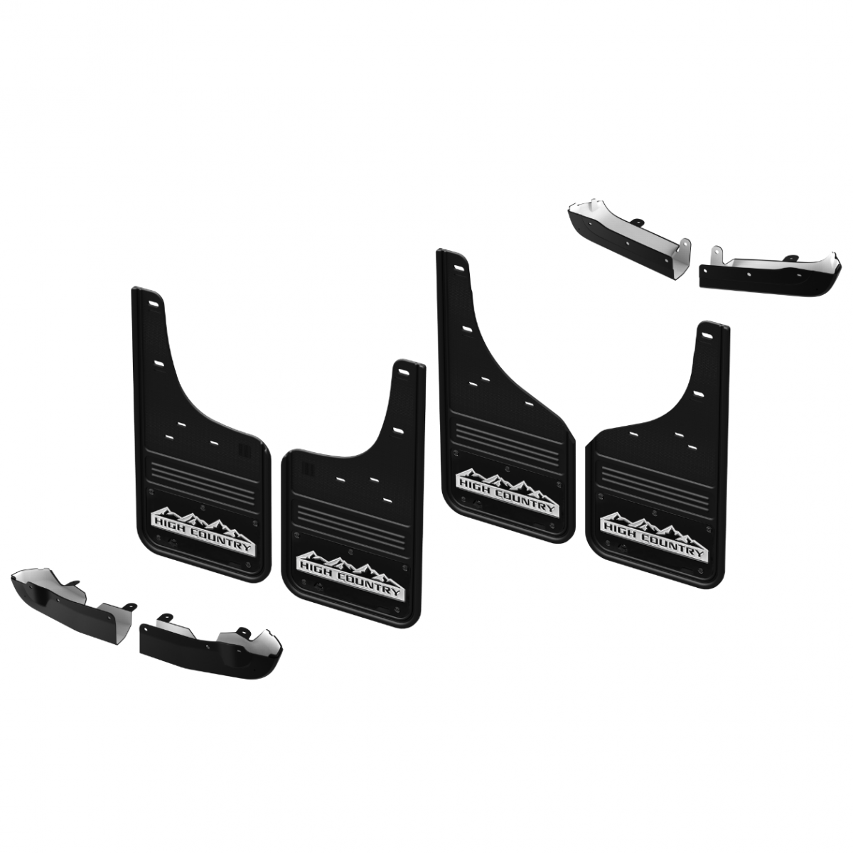 Chevrolet Splash Guards - Gatorback, Front & Rear, Black High Country Logo for 2023-2024 Silverado 19434378