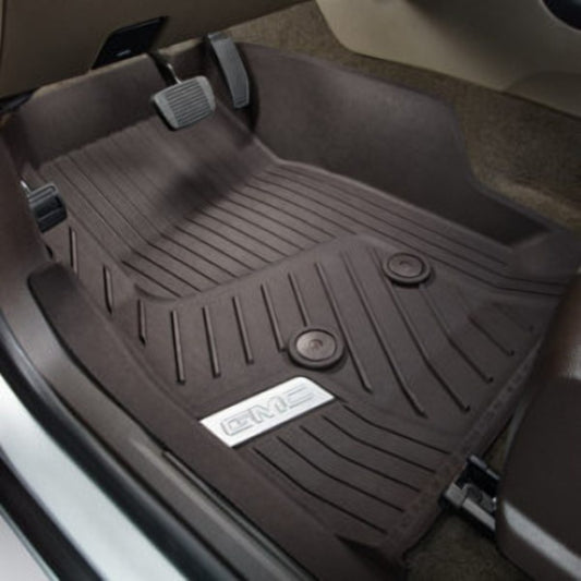 GMC Floor Liners - Front Premium All Weather, Chrome GMC Logo, Cocoa 84708356
