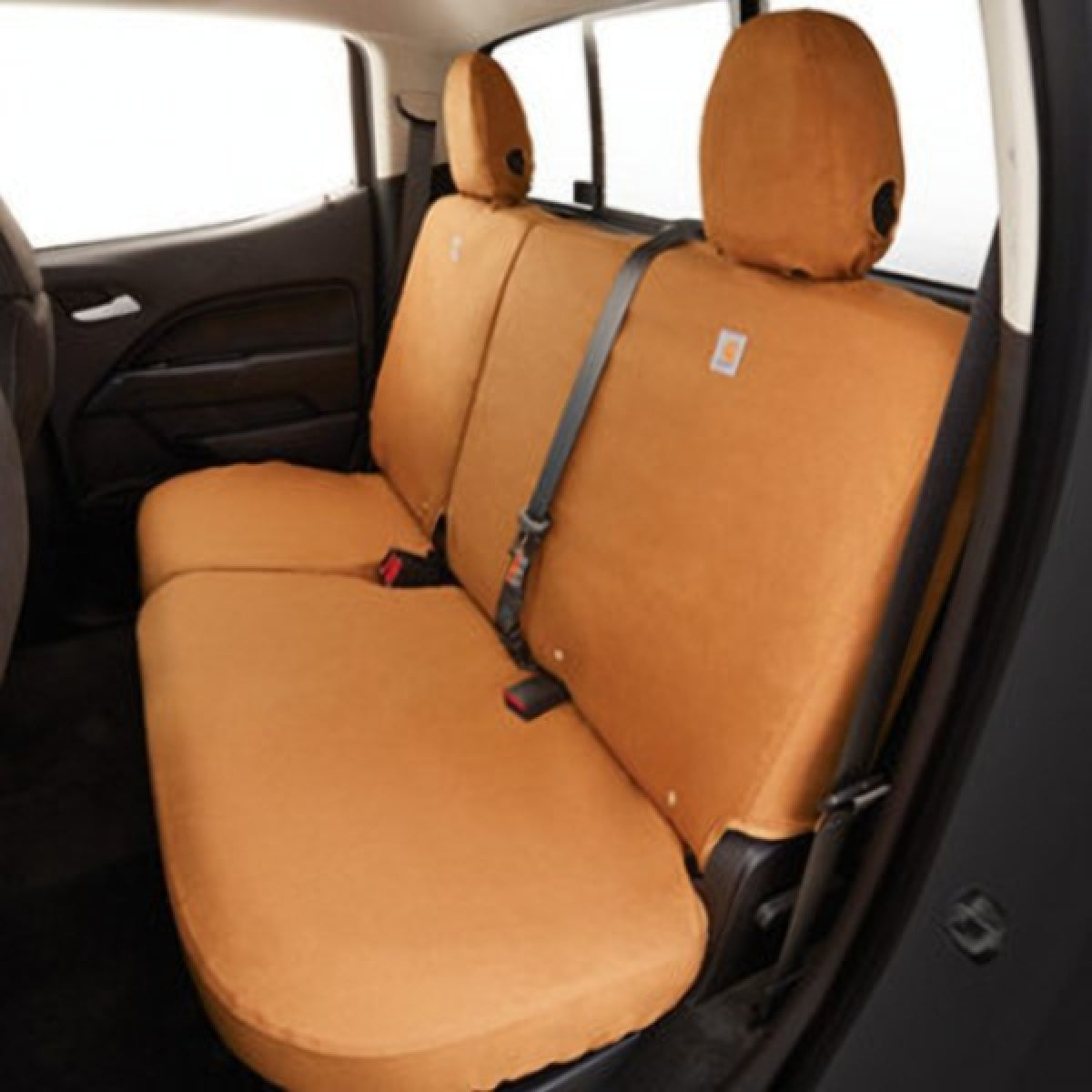 GMC Seat Covers - Carhartt\u00AE, Rear, Full Bench, W\/O Armrest, Brown for 2019-2022 Canyon 84301779