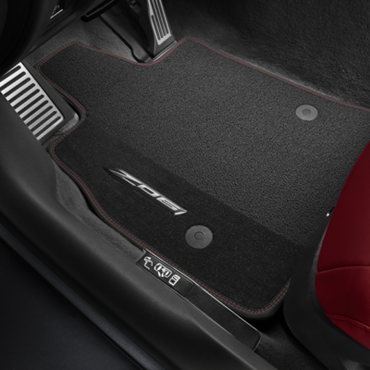 Chevrolet Floor Mats - Front Premium Carpet, Jet Black with Torch Red Stitching 84908999