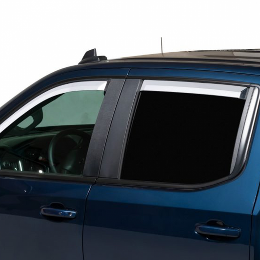 GMC Side Window Weather Deflector - Associated Accessories, 4-Piece, In-Channel, Chrome 19421170