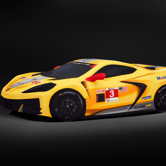 Chevrolet 2022-2024 Corvette Vehicle Cover - Indoor, Fully Rendered Corvette C8.R, With High Wing Spoiler, Yellow 85152654