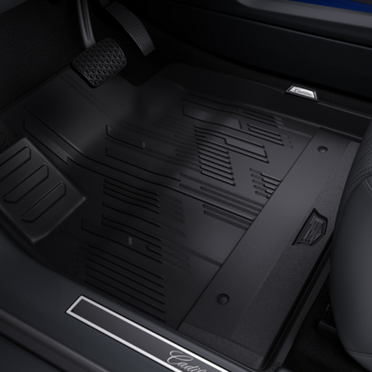 Cadillac Floor Liners - Front & Rear Premium All Weather, Cadillac Logo, Black 85642515