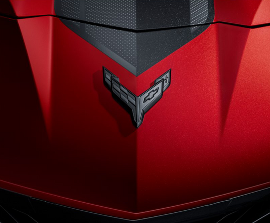 Chevrolet 2023 Corvette Exterior Emblems - Dark Stealth Crossed Flags Emblems, Carbon Flash Metallic 84872169