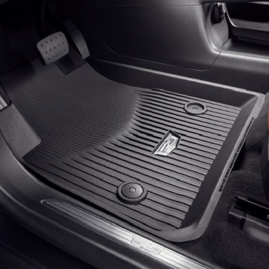Cadillac Floor Liners - Front & Rear Premium All Weather, Cadillac Logo, Jet Black 84990611