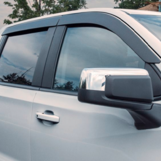 GMC Side Window Weather Deflector - Associated Accessories, 4-Piece, Low-Profile Tape-On, Smoke Black 19417400