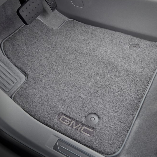 GMC Floor Mats - Front Premium Carpet, GMC Logo, Dark Ash Grey for 2018-2023 Acadia 84357793