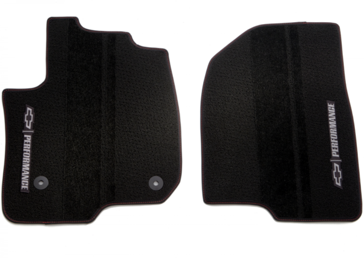 Chevrolet 2023-2024 Silverado 1500 Floor Mats - First-Row Premium Carpet, Jet Black with Red Stitching 85105237