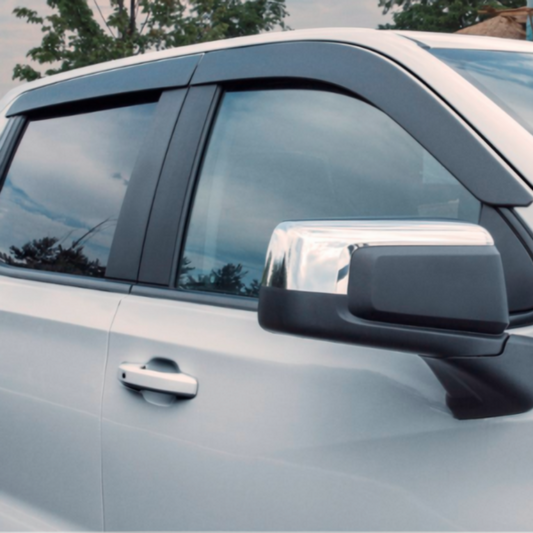 GMC Side Window Weather Deflector - Associated Accessories, 4-Piece, Low-Profile Tape-On, Matte Black 19417401