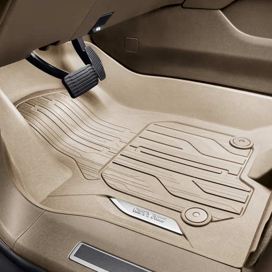 GMC Floor Liners - Front Premium All Weather, Chrome GMC Logo, Teak 84776603