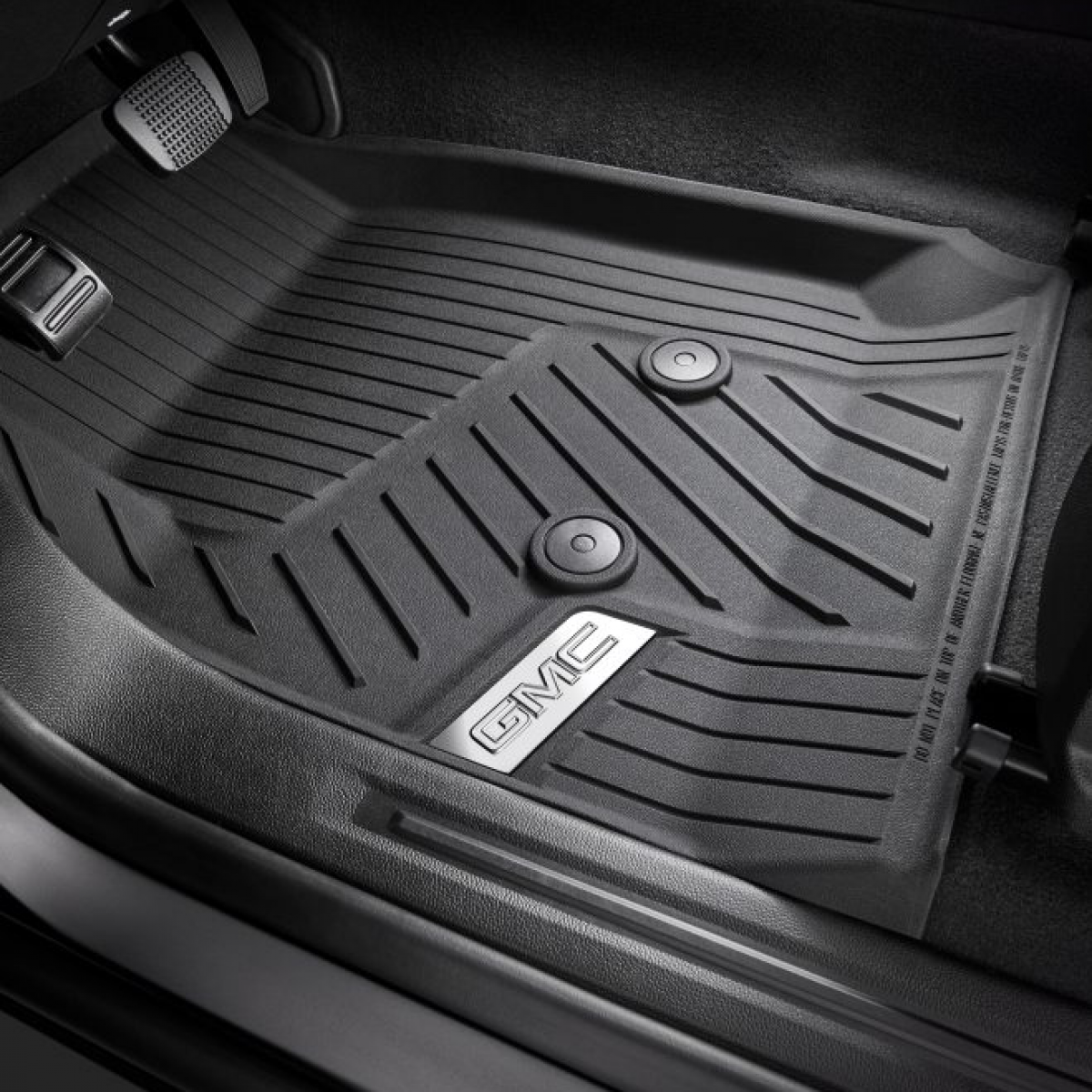 GMC Floor Liners - Front Premium All Weather, Chrome GMC Logo, Jet Black for 2018-2021 Canyon 84708357