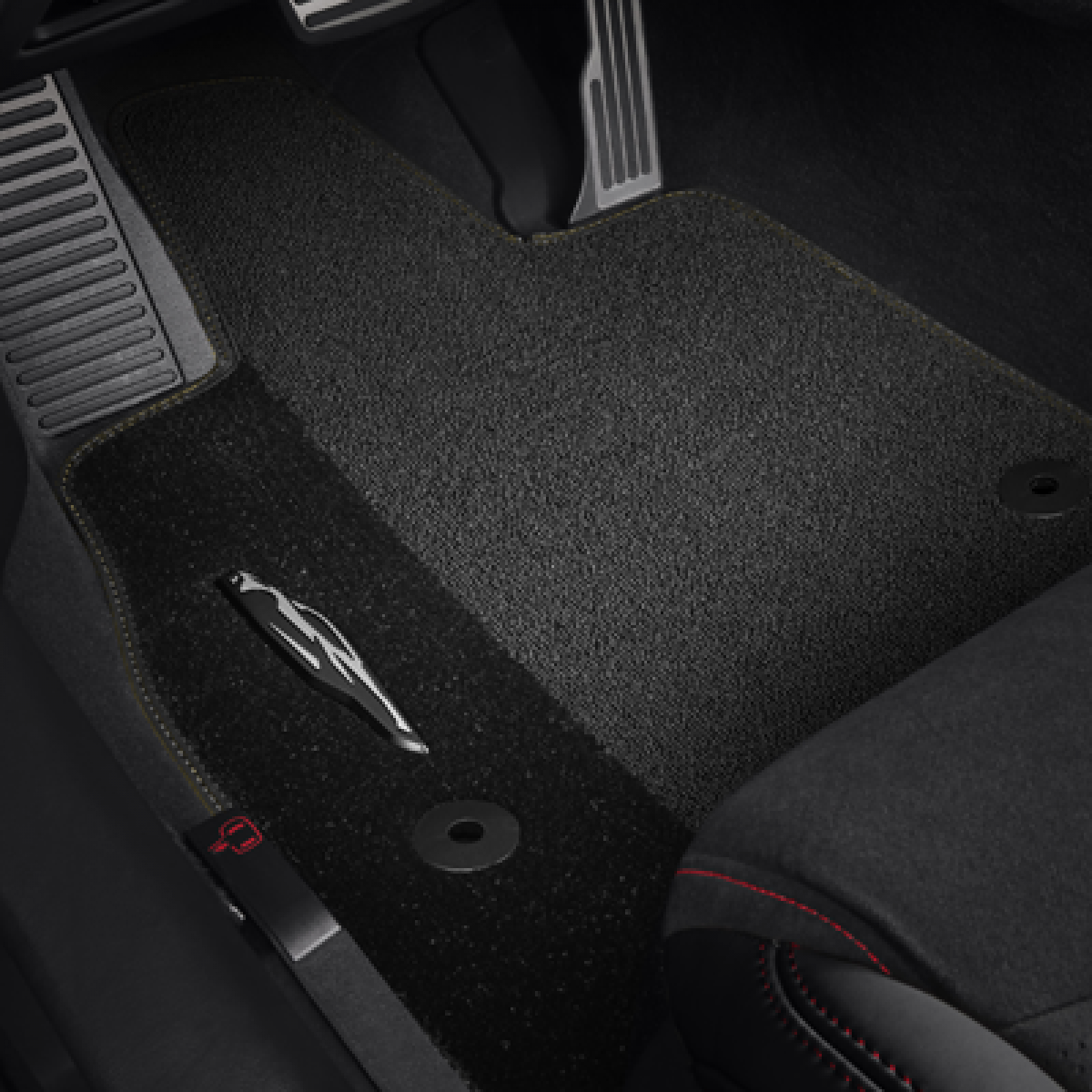 Chevrolet 2020-2024 Corvette Floor Mats - Front Premium Carpet, Jet Black with Natural Tan Stitching 85103786