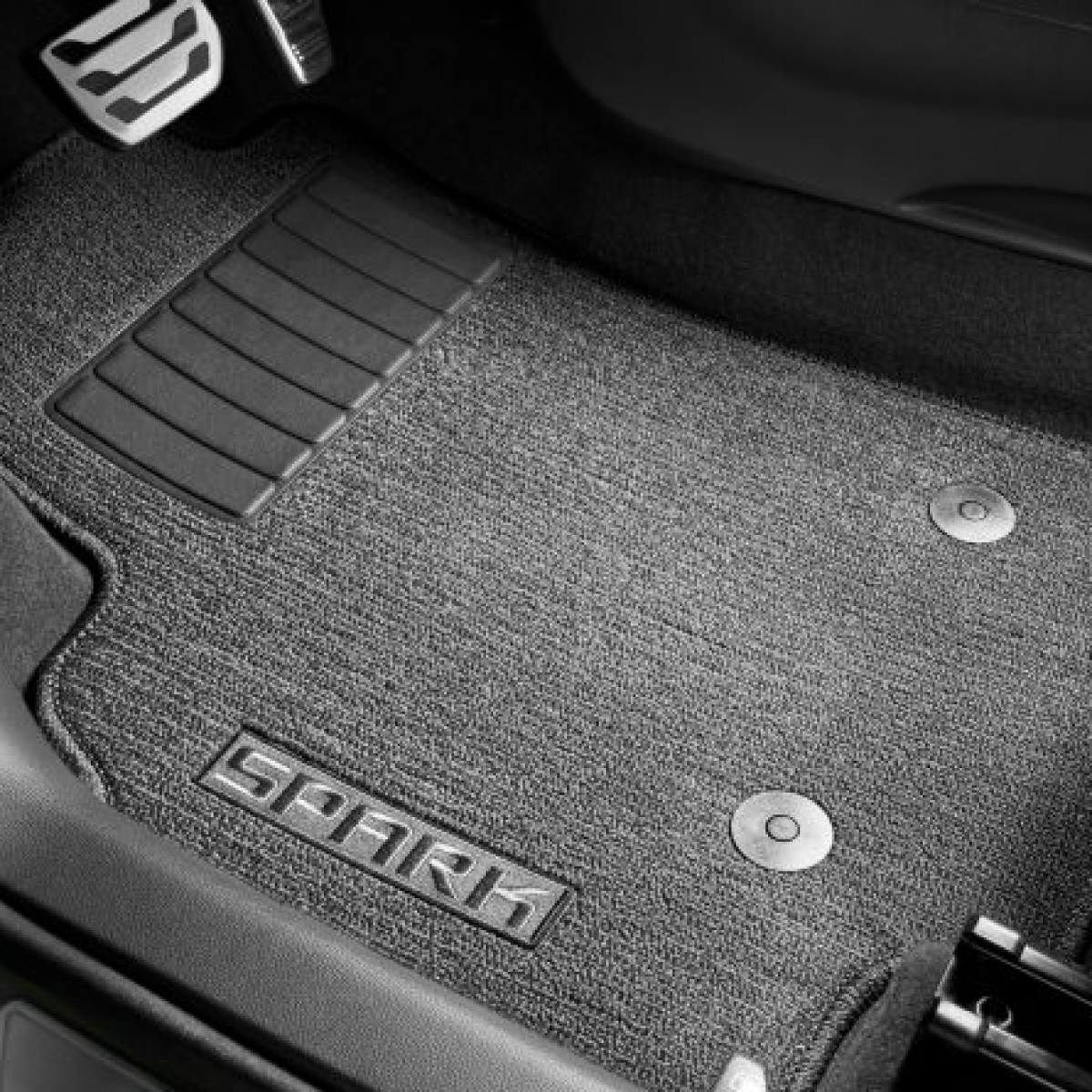 Chevrolet Floor Mats - Front & Rear Premium Carpet, Spark Script, Jet Black with Jet Black Stitching for 2016-2022 Spark 42392375