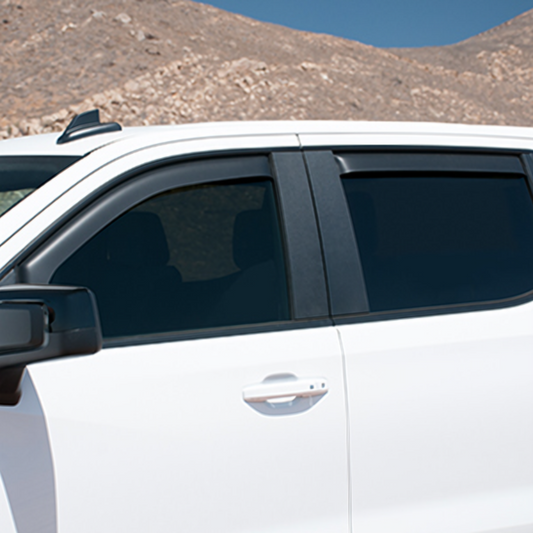 GMC Side Window Weather Deflector - Associated Accessories, 4-Piece, In-Channel, Dark Smoke 19417480