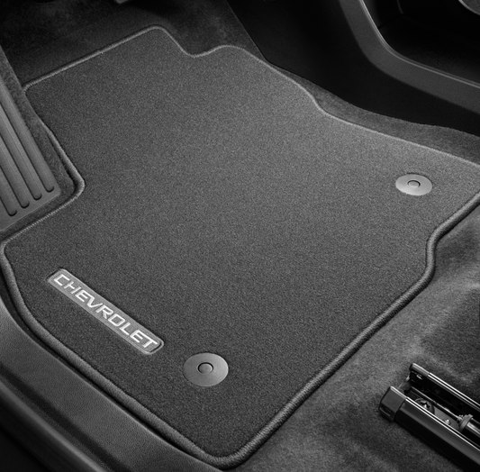 Chevrolet 2022 Bolt EUV Floor Mats - Front & Rear Premium Carpet, Chevrolet Script, Jet Black 42741407