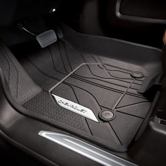 Chevrolet Floor Liners - Front Premium All Weather, With Console, Chevrolet Script, Very Dark Atmosphere for 2019-2024 Silverado 1500 84333603